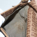 FENDI Zucchino Canvas Mamma Baguette Shoulder Bag Brown Goldep5786