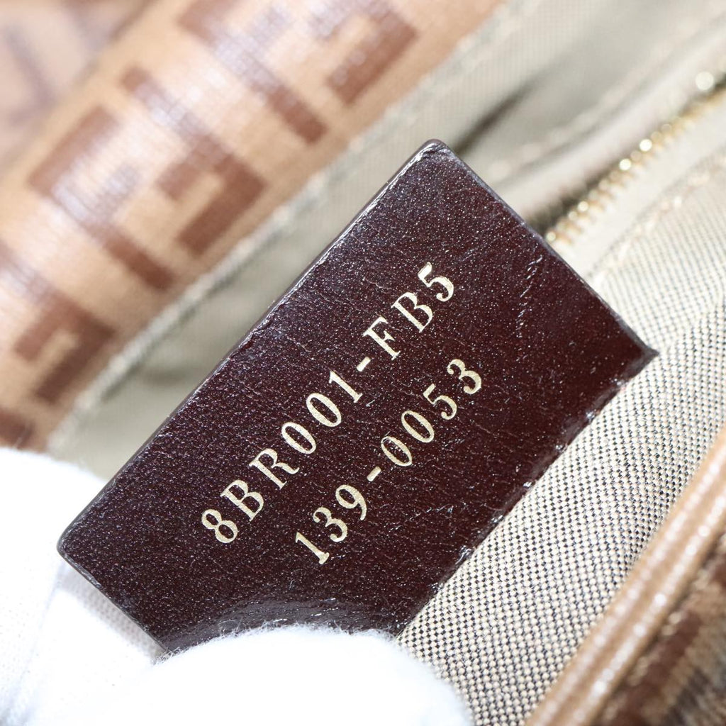 FENDI Zucchino Canvas Mamma Baguette Shoulder Bag Brown Goldep5786