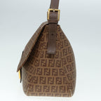 FENDI Zucchino Canvas Mamma Baguette Shoulder Bag Brown Goldep5786
