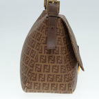 FENDI Zucchino Canvas Mamma Baguette Shoulder Bag Brown Goldep5786