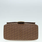 FENDI Zucchino Canvas Mamma Baguette Shoulder Bag Brown Goldep5786