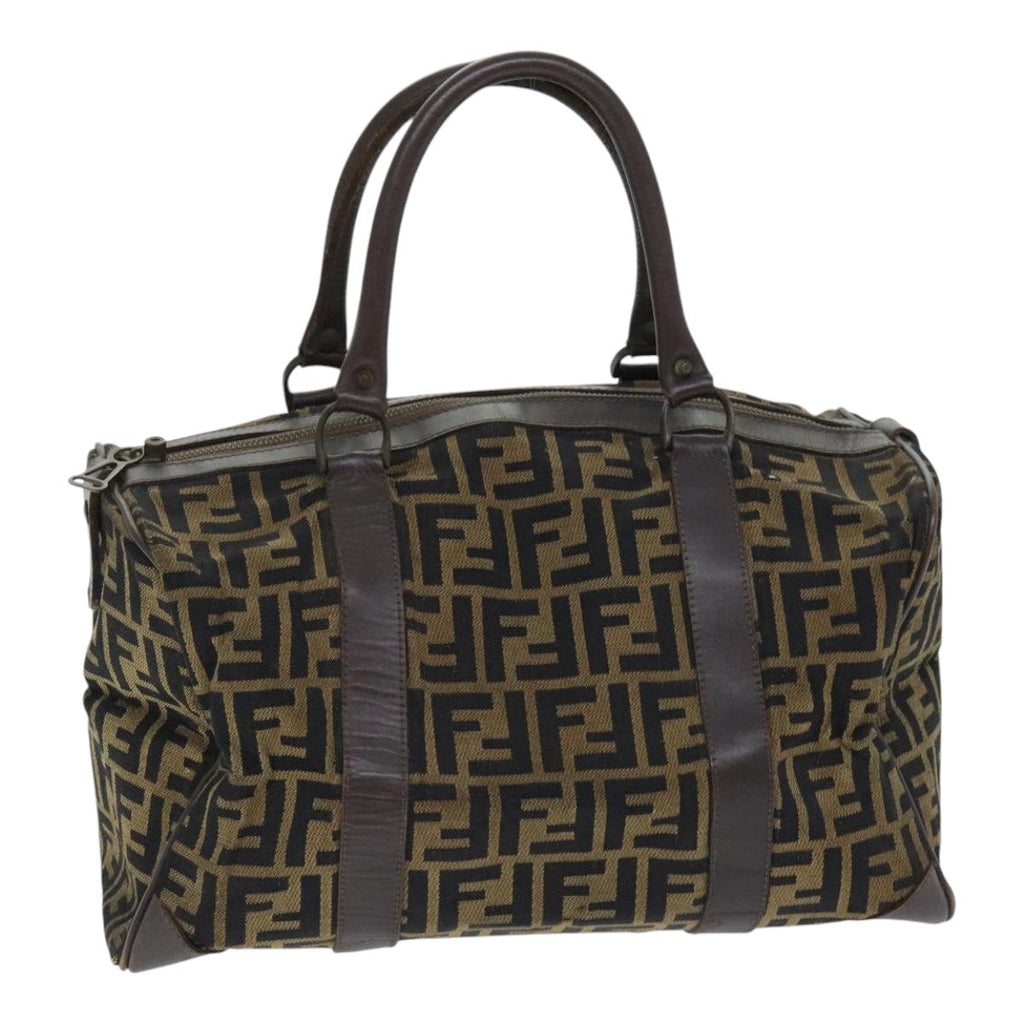 FENDI Zucca Canvas Boston Bag Brown Blackep5847