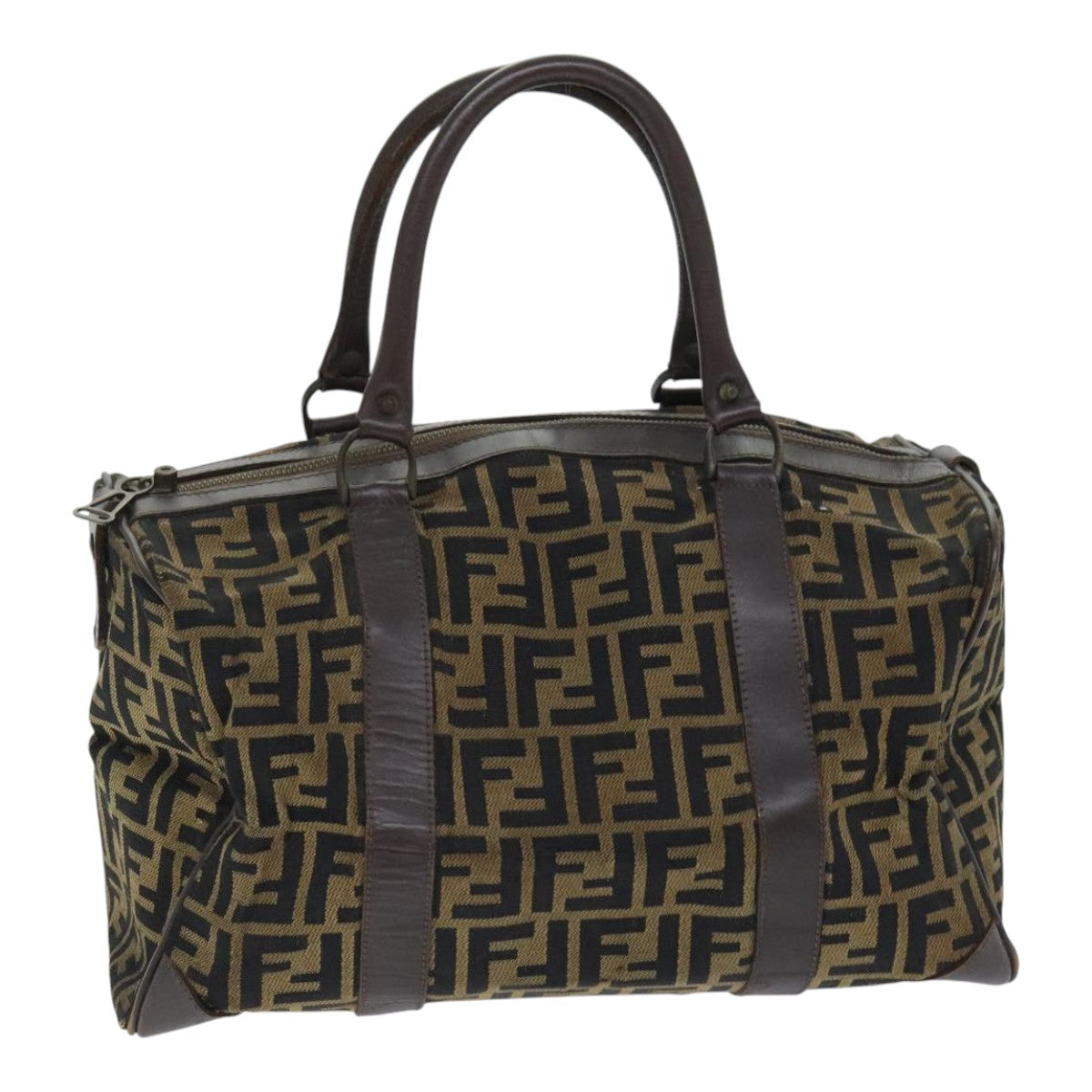 FENDI Zucca Canvas Boston Bag Brown Blackep5847
