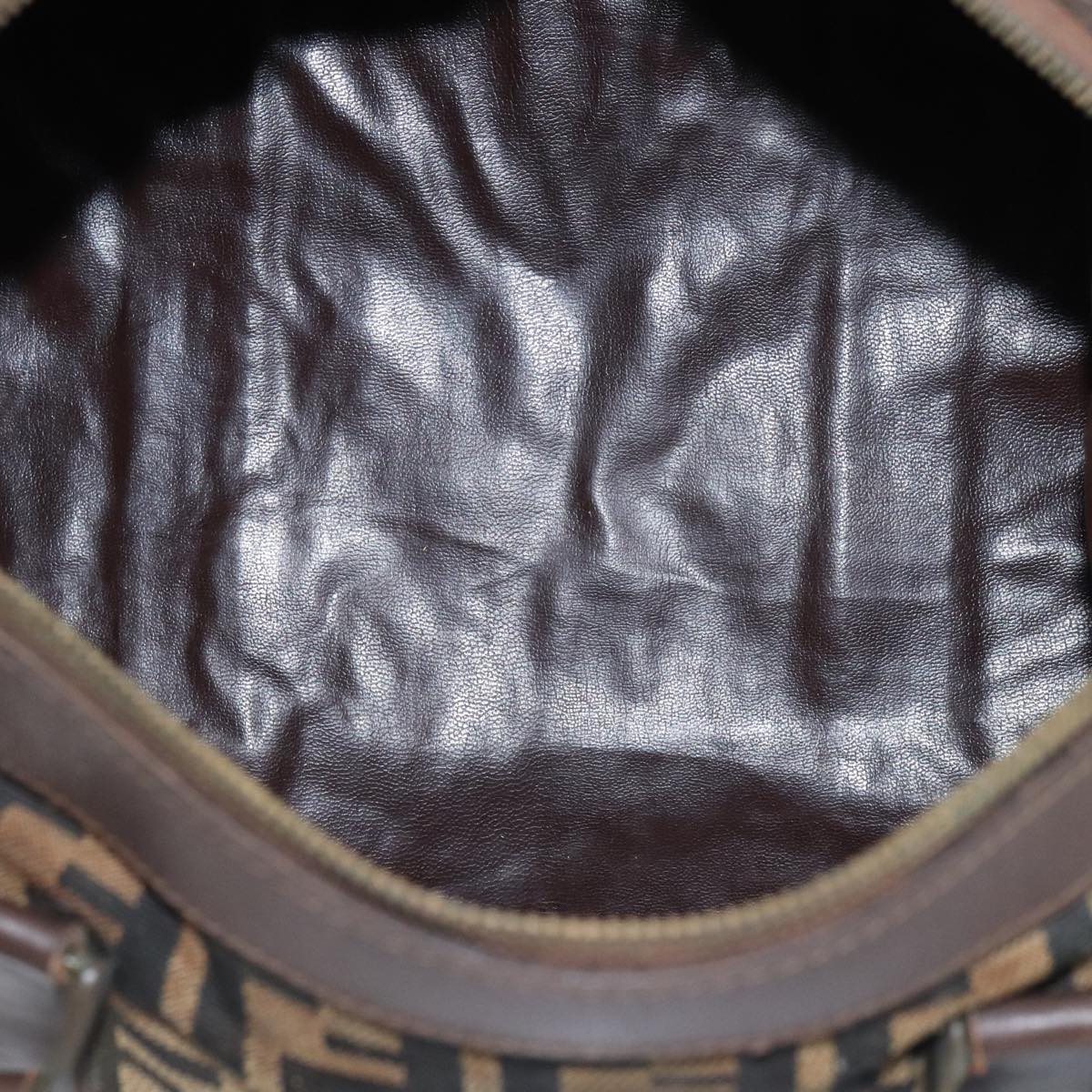 FENDI Zucca Canvas Boston Bag Brown Blackep5847