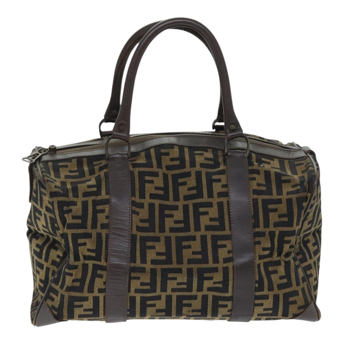 FENDI Zucca Canvas Boston Bag Brown Blackep5847