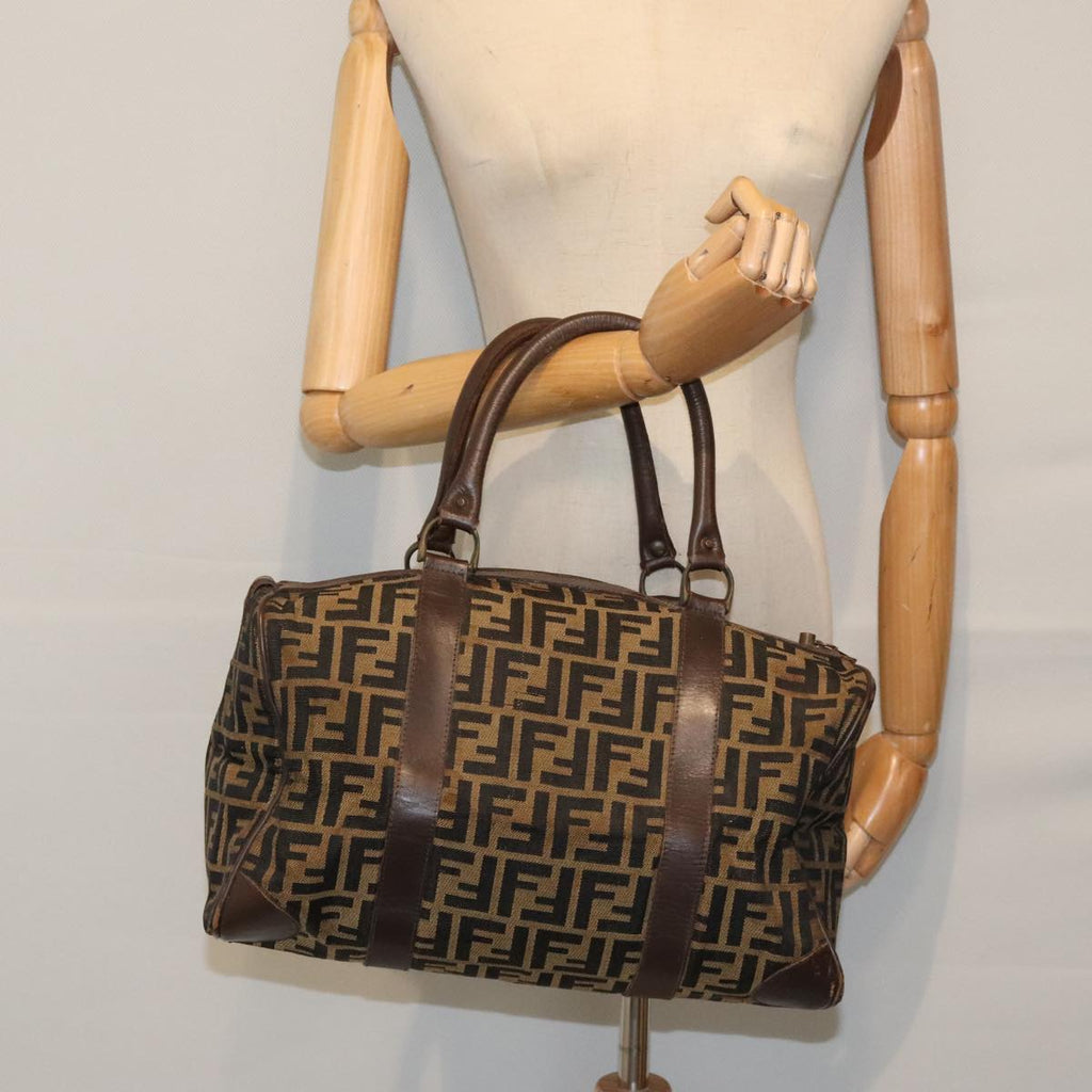 FENDI Zucca Canvas Boston Bag Brown Blackep5847