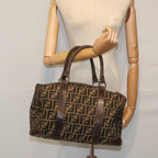 FENDI Zucca Canvas Boston Bag Brown Blackep5847