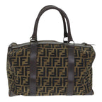 FENDI Zucca Canvas Boston Bag Brown Blackep5847