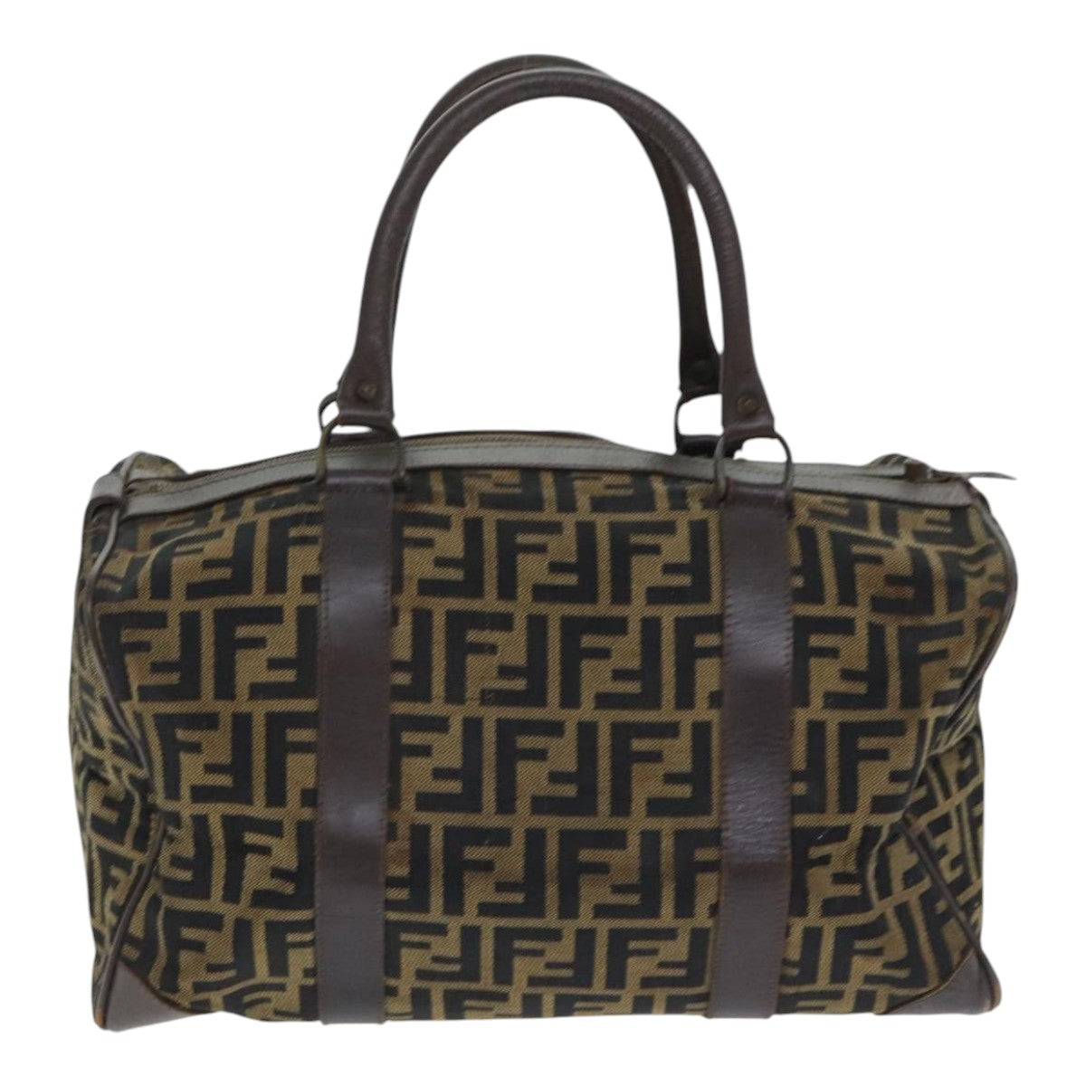 FENDI Zucca Canvas Boston Bag Brown Blackep5847
