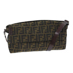 FENDI Zucca Canvas Shoulder Bag Brown Black Goldep5867