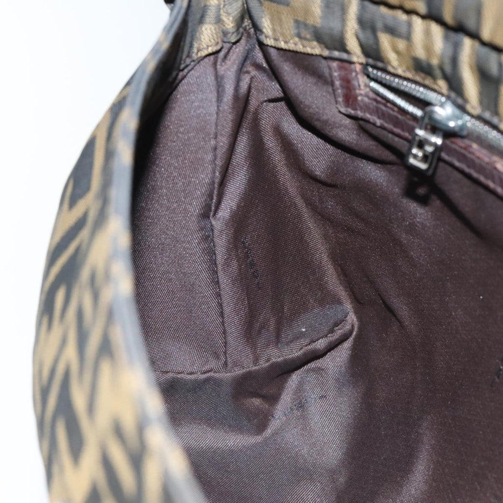 FENDI Zucca Canvas Shoulder Bag Brown Black Goldep5867