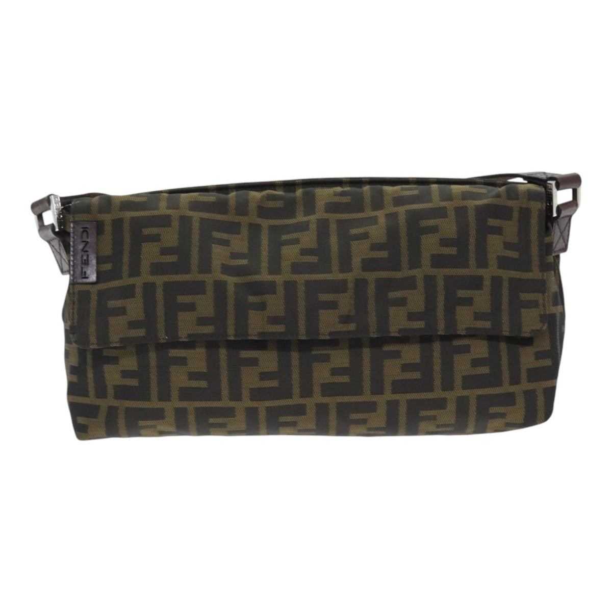 FENDI Zucca Canvas Shoulder Bag Brown Black Goldep5867