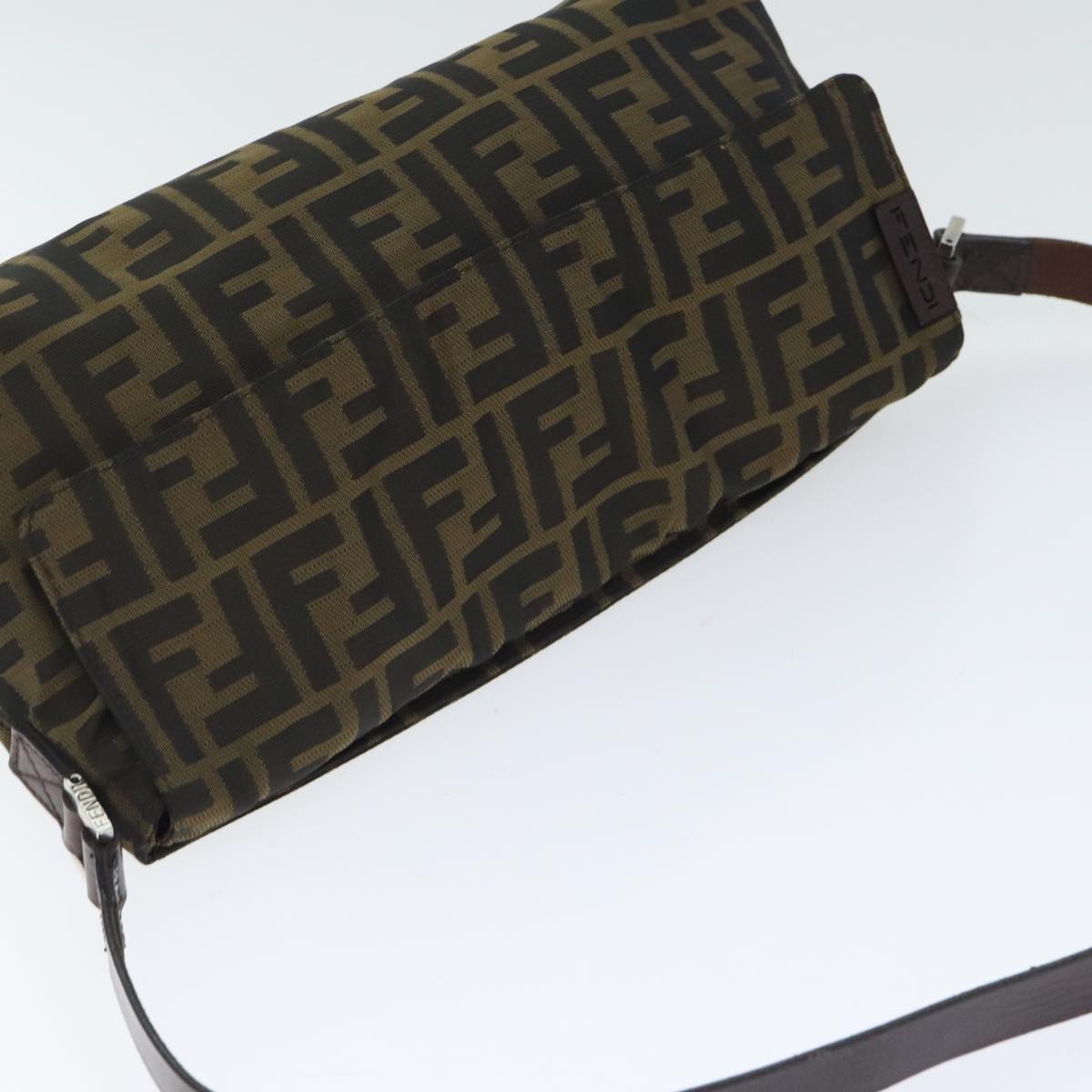 FENDI Zucca Canvas Shoulder Bag Brown Black Goldep5867