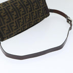 FENDI Zucca Canvas Shoulder Bag Brown Black Goldep5867