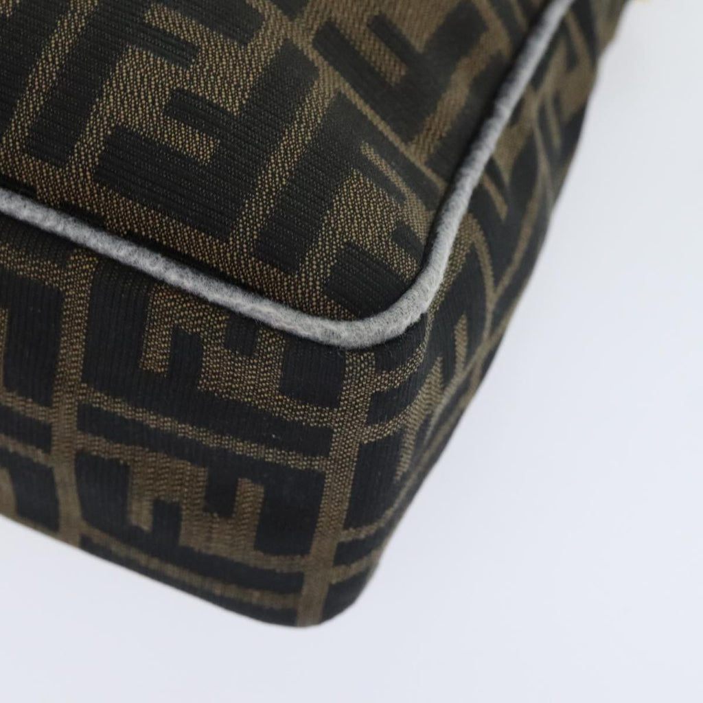 FENDI Zucca Canvas Shoulder Bag Brown Black Goldep5919