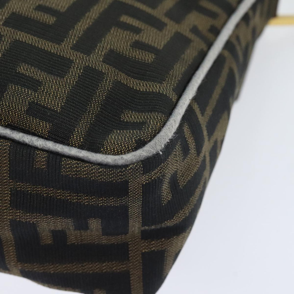FENDI Zucca Canvas Shoulder Bag Brown Black Goldep5919