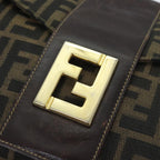 FENDI Zucca Canvas Shoulder Bag Brown Black Goldep5919