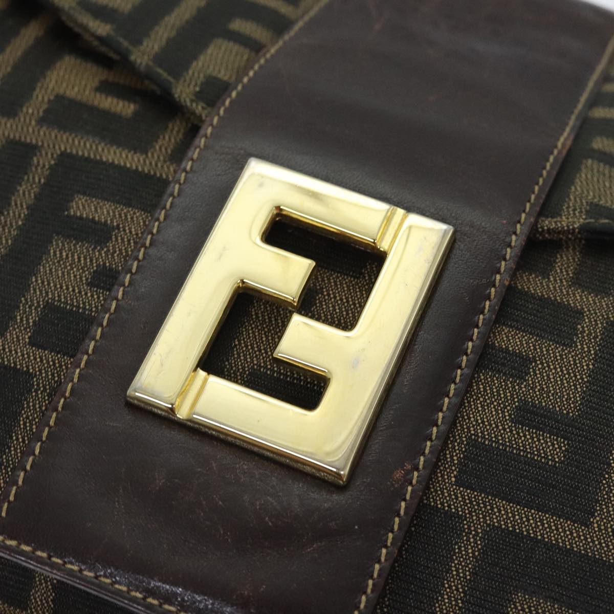 FENDI Zucca Canvas Shoulder Bag Brown Black Goldep5919