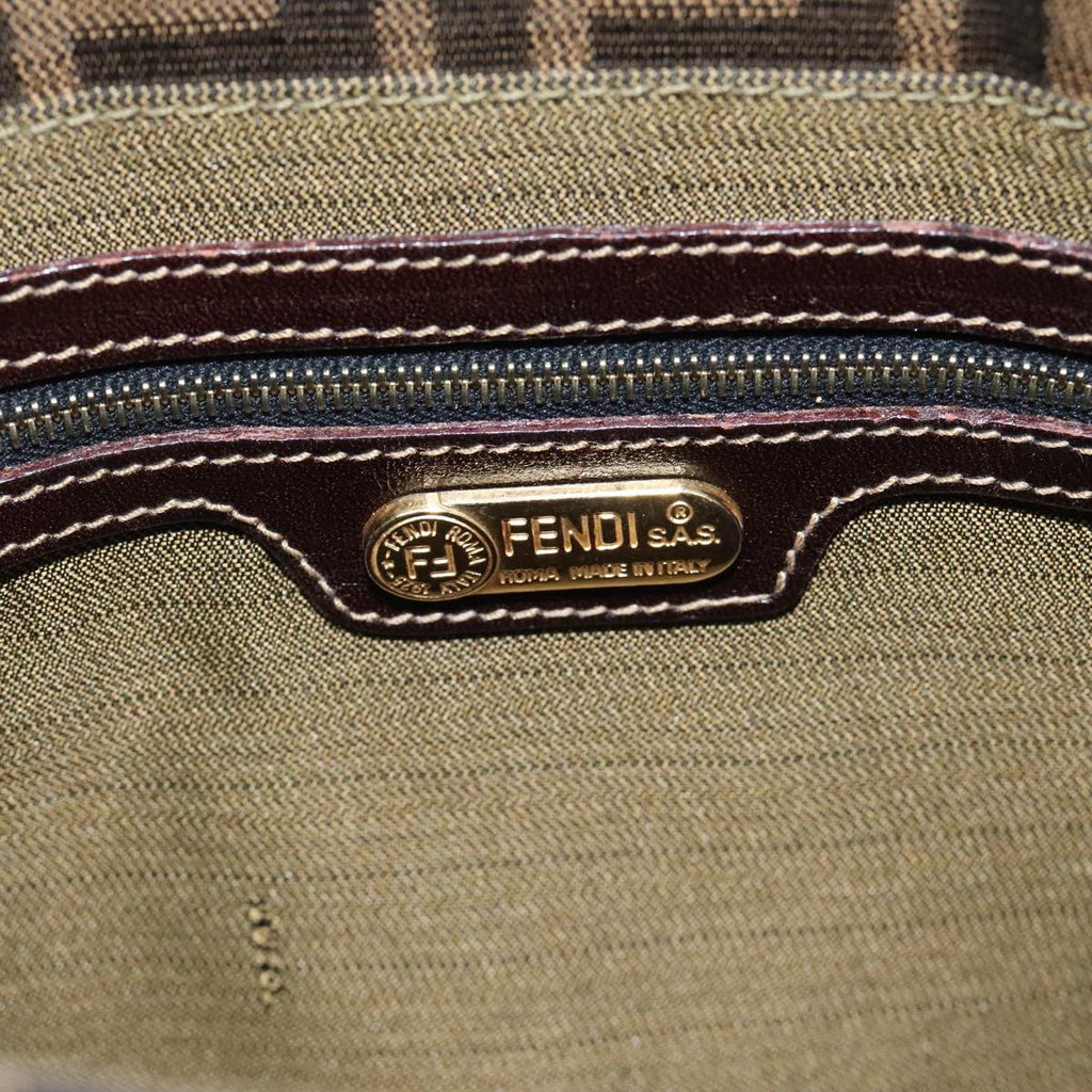FENDI Zucca Canvas Shoulder Bag Brown Black Goldep5919