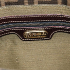 FENDI Zucca Canvas Shoulder Bag Brown Black Goldep5919