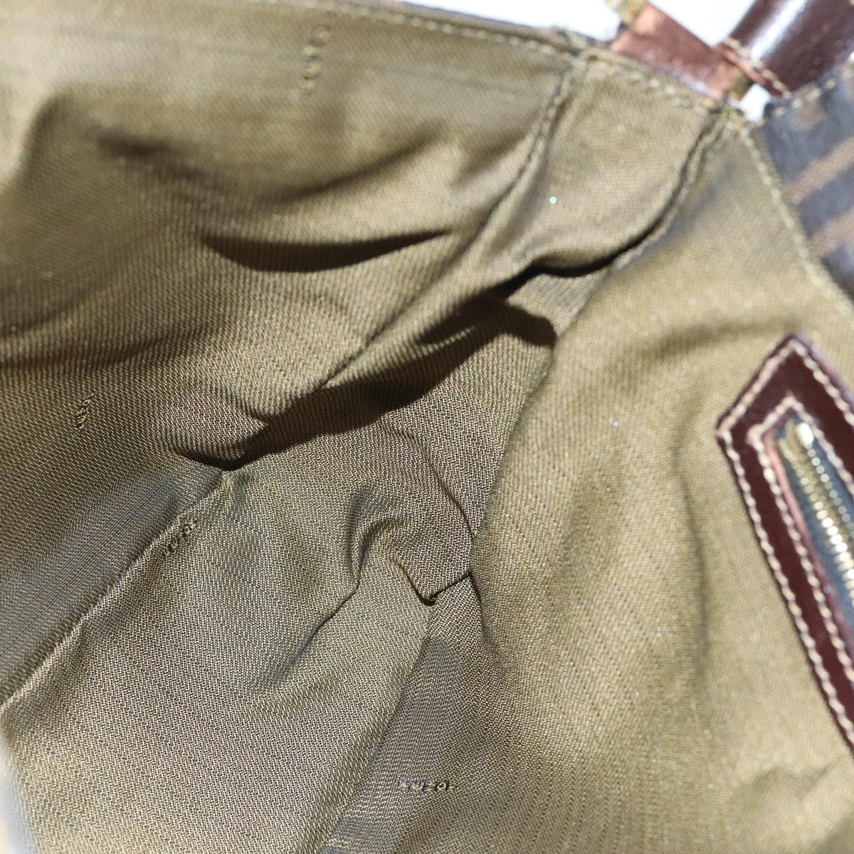 FENDI Zucca Canvas Shoulder Bag Brown Black Goldep5919