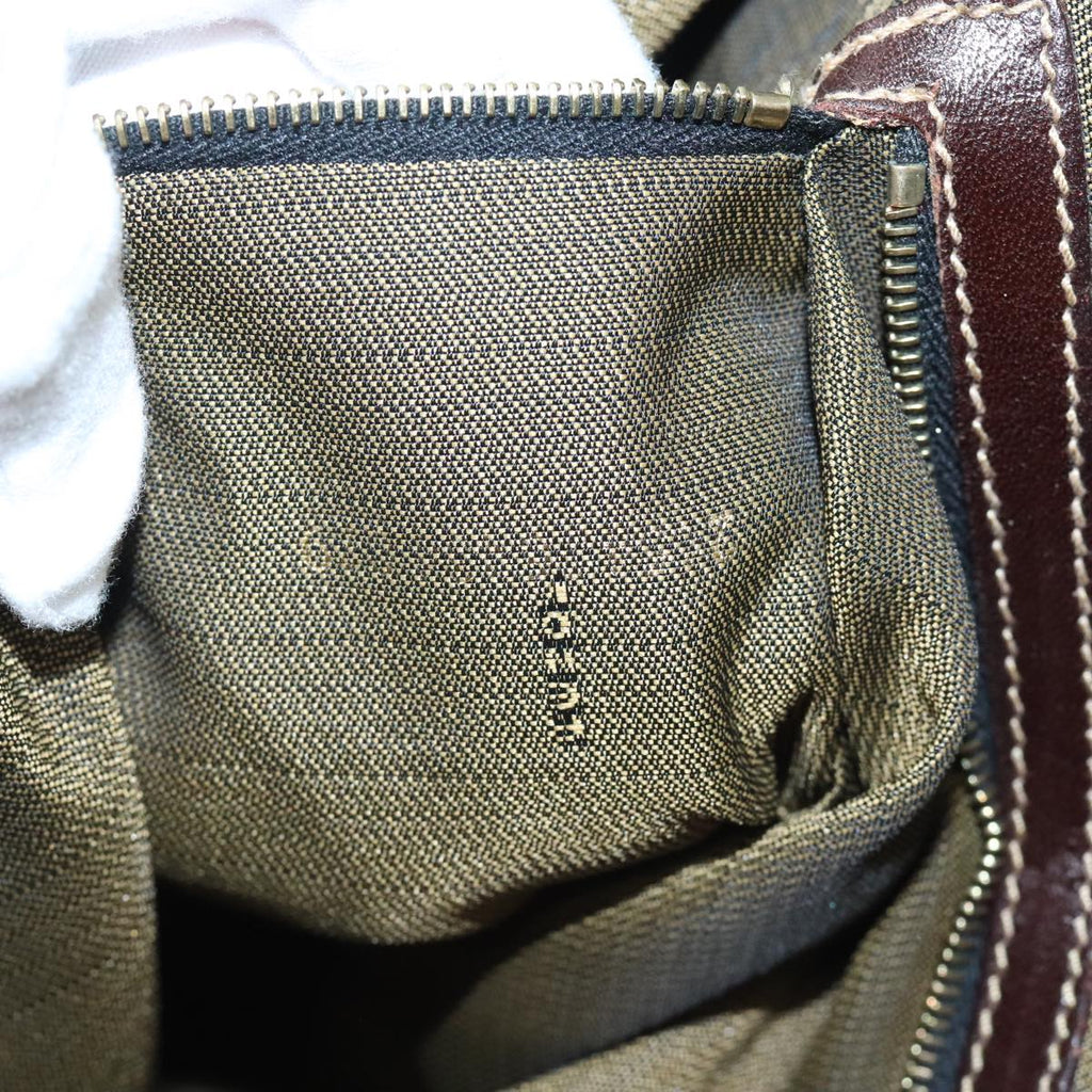 FENDI Zucca Canvas Shoulder Bag Brown Black Goldep5919