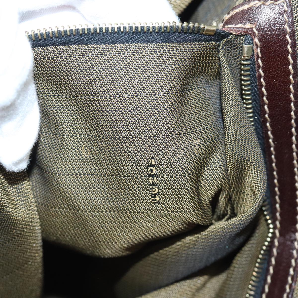 FENDI Zucca Canvas Shoulder Bag Brown Black Goldep5919