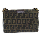 FENDI Zucca Canvas Shoulder Bag Brown Black Goldep5919
