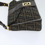 FENDI Zucca Canvas Shoulder Bag Brown Black Goldep5919