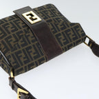 FENDI Zucca Canvas Shoulder Bag Brown Black Goldep5919