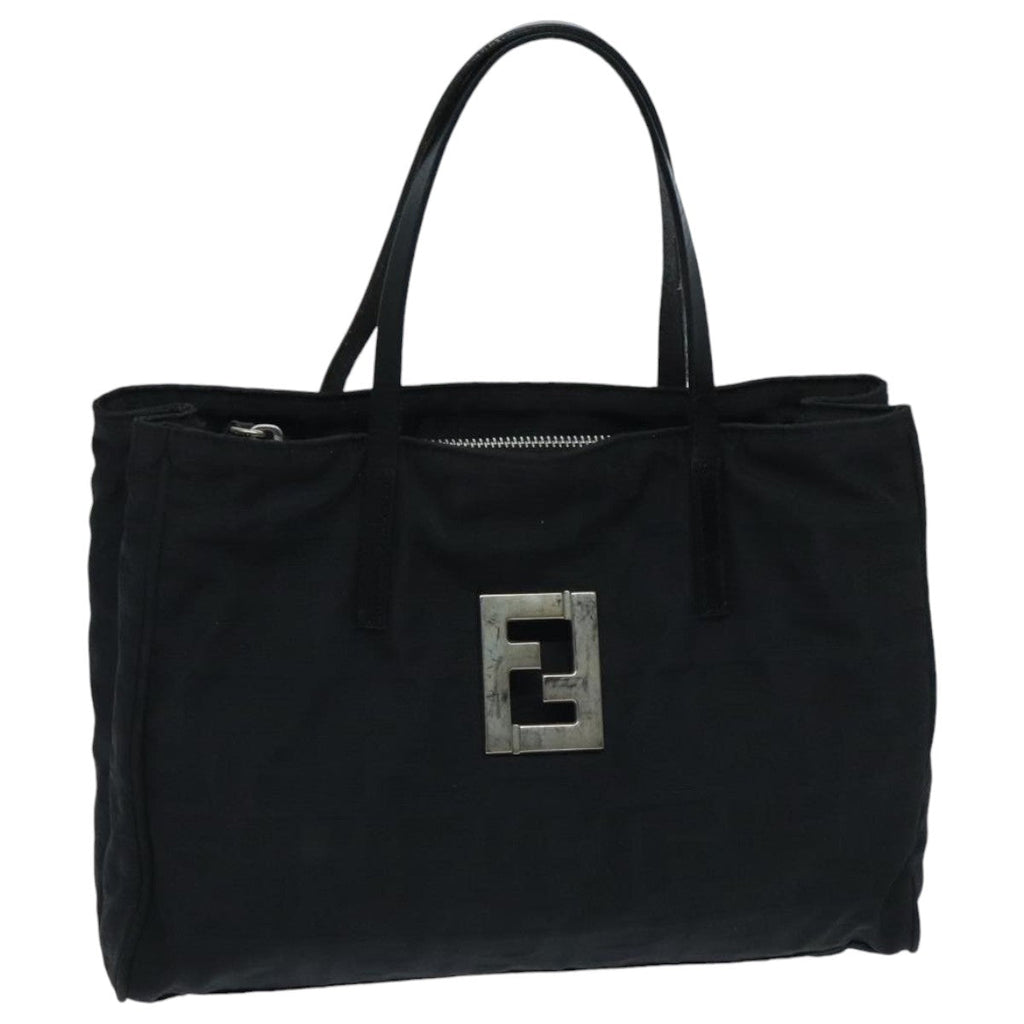 FENDI Zucca Canvas Hand Bag Black Silverep5941