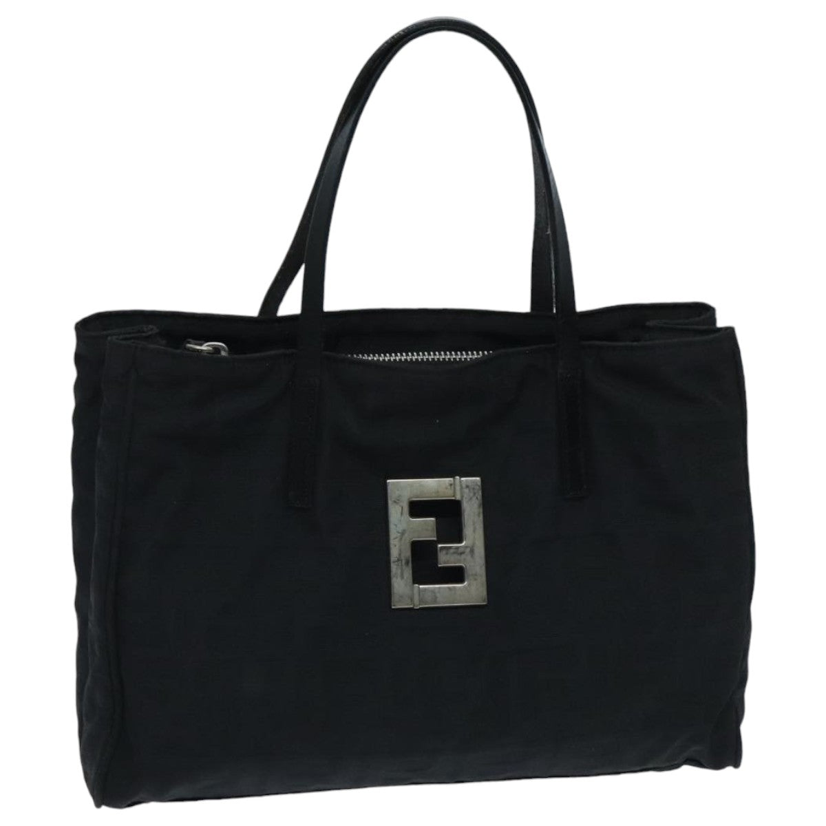 FENDI Zucca Canvas Hand Bag Black Silverep5941