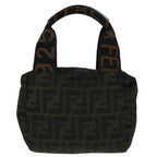 FENDI Zucca Canvas Hand Bag Brown Blackep5977