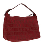 FENDI Zucchino Canvas Hand Bag Red Silverep5978