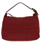 FENDI Zucchino Canvas Hand Bag Red Silverep5978