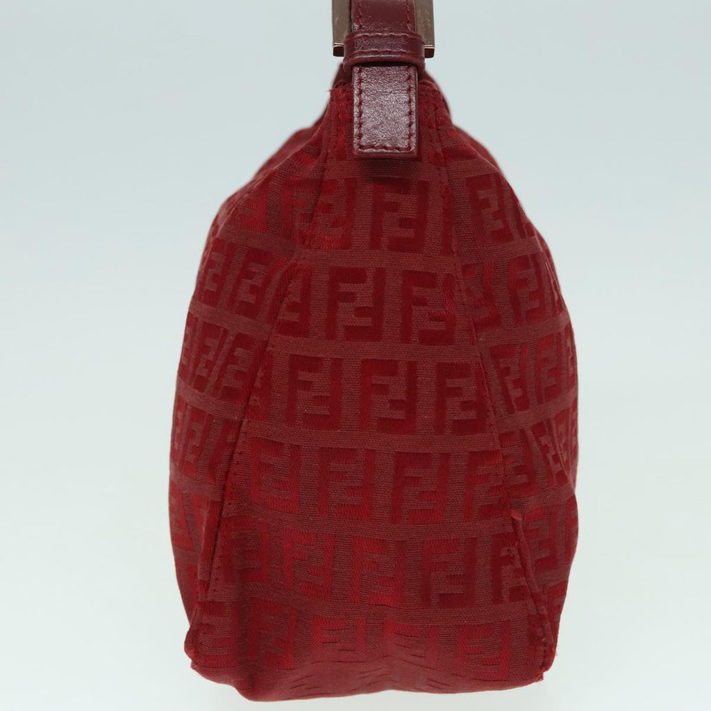 FENDI Zucchino Canvas Hand Bag Red Silverep5978