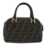 FENDI Zucca Canvas Hand Bag Brown Blackep5979