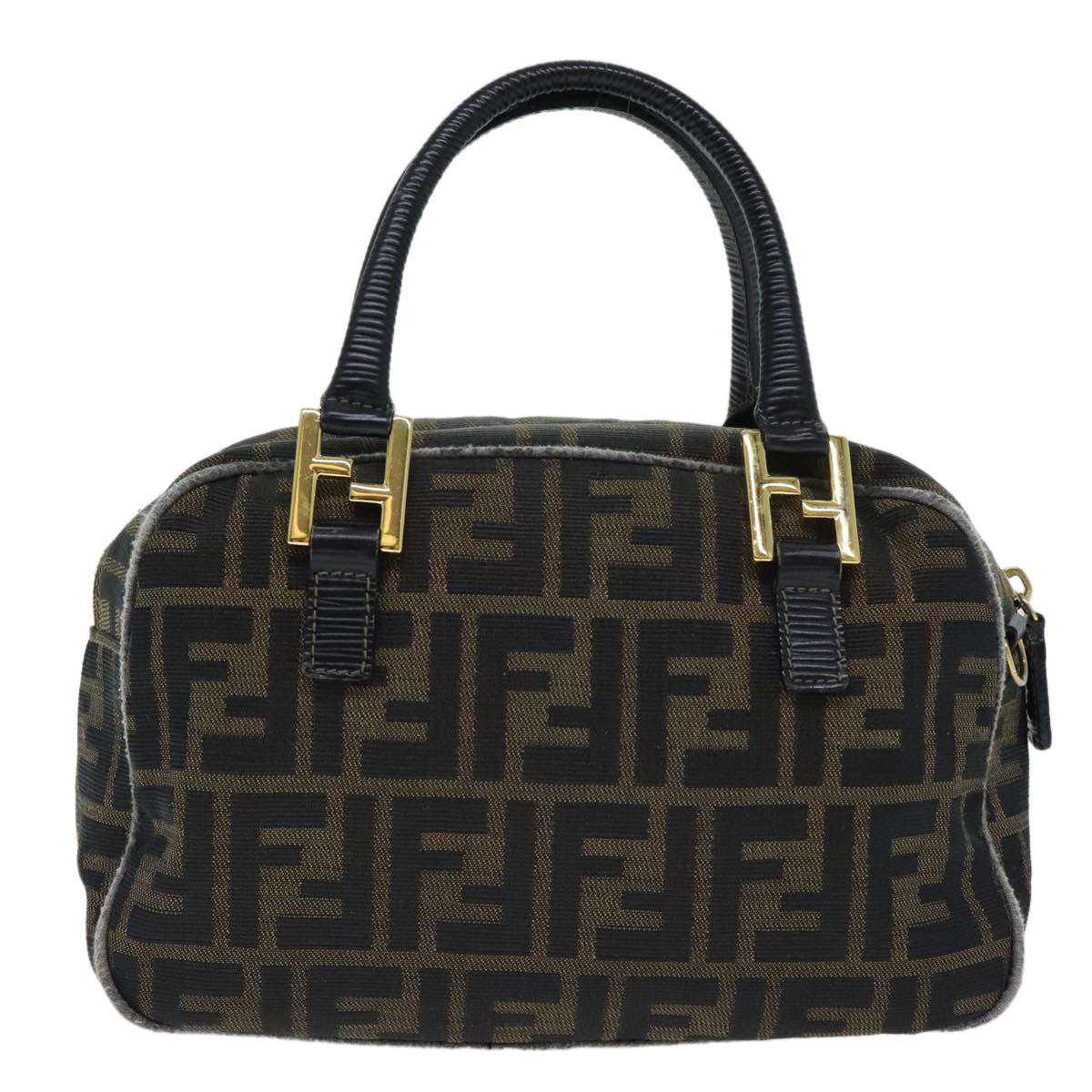 FENDI Zucca Canvas Hand Bag Brown Blackep5979