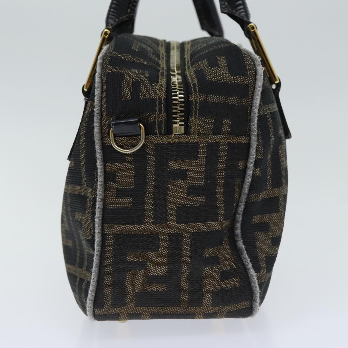 FENDI Zucca Canvas Hand Bag Brown Blackep5979