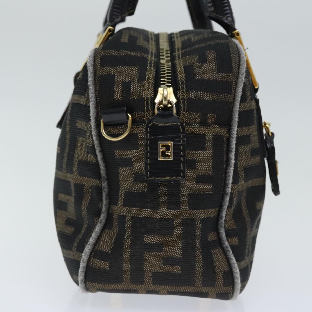 FENDI Zucca Canvas Hand Bag Brown Blackep5979