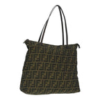 FENDI Zucca Canvas Tote Bag Brown Black Silverep6014