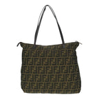 FENDI Zucca Canvas Tote Bag Brown Black Silverep6014