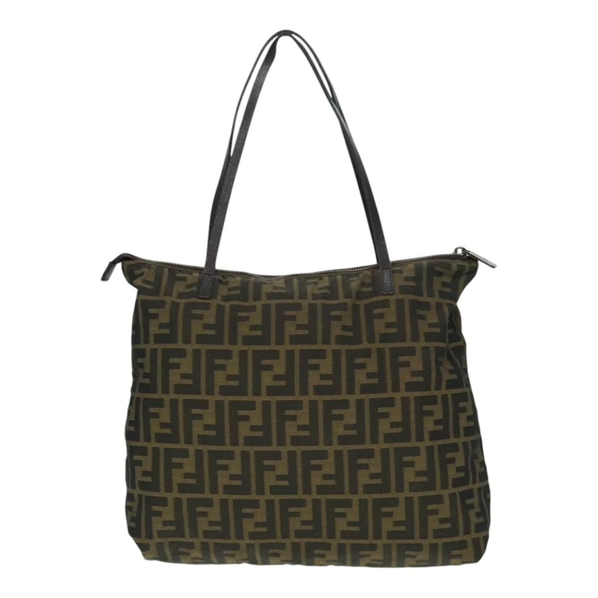 FENDI Zucca Canvas Tote Bag Brown Black Silverep6014