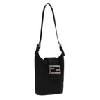 FENDI Mamma Baguette Shoulder Bag Nylon Leather Black Silverep6018