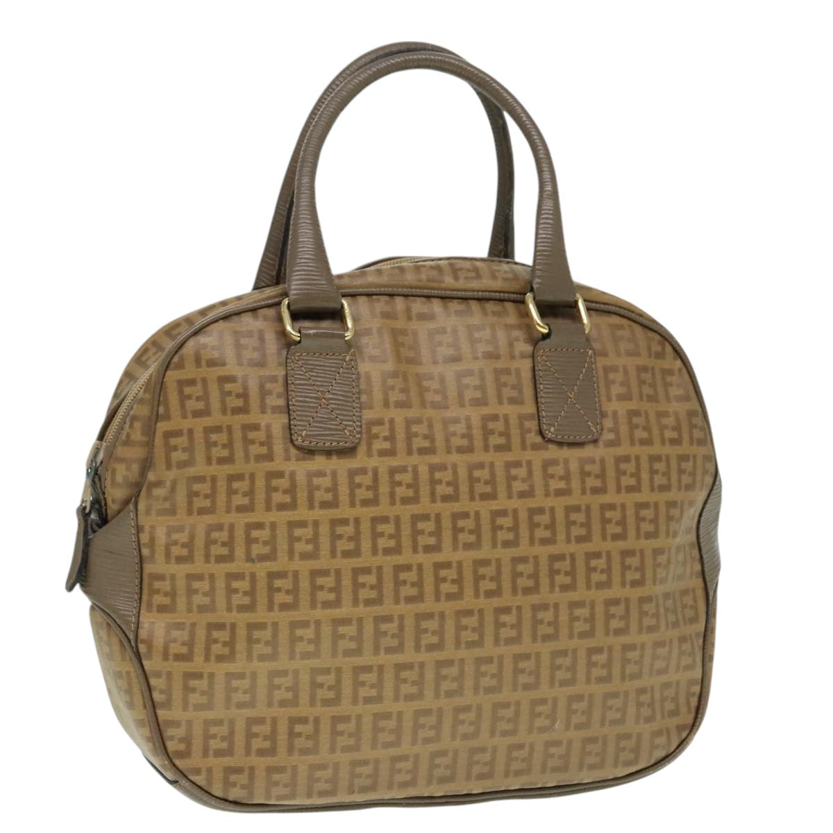 FENDI Zucchino Canvas Hand Bag Brown Goldep6039