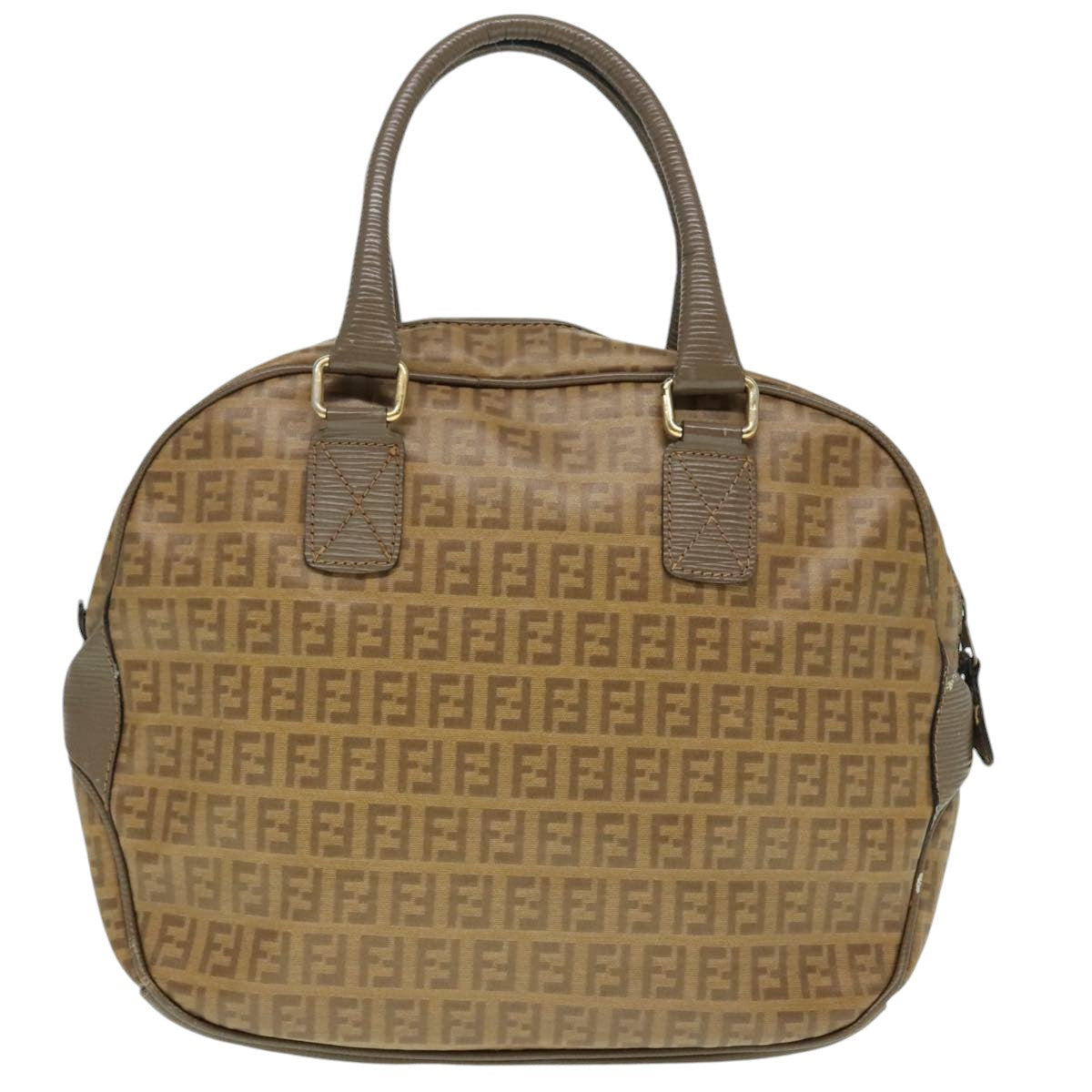 FENDI Zucchino Canvas Hand Bag Brown Goldep6039