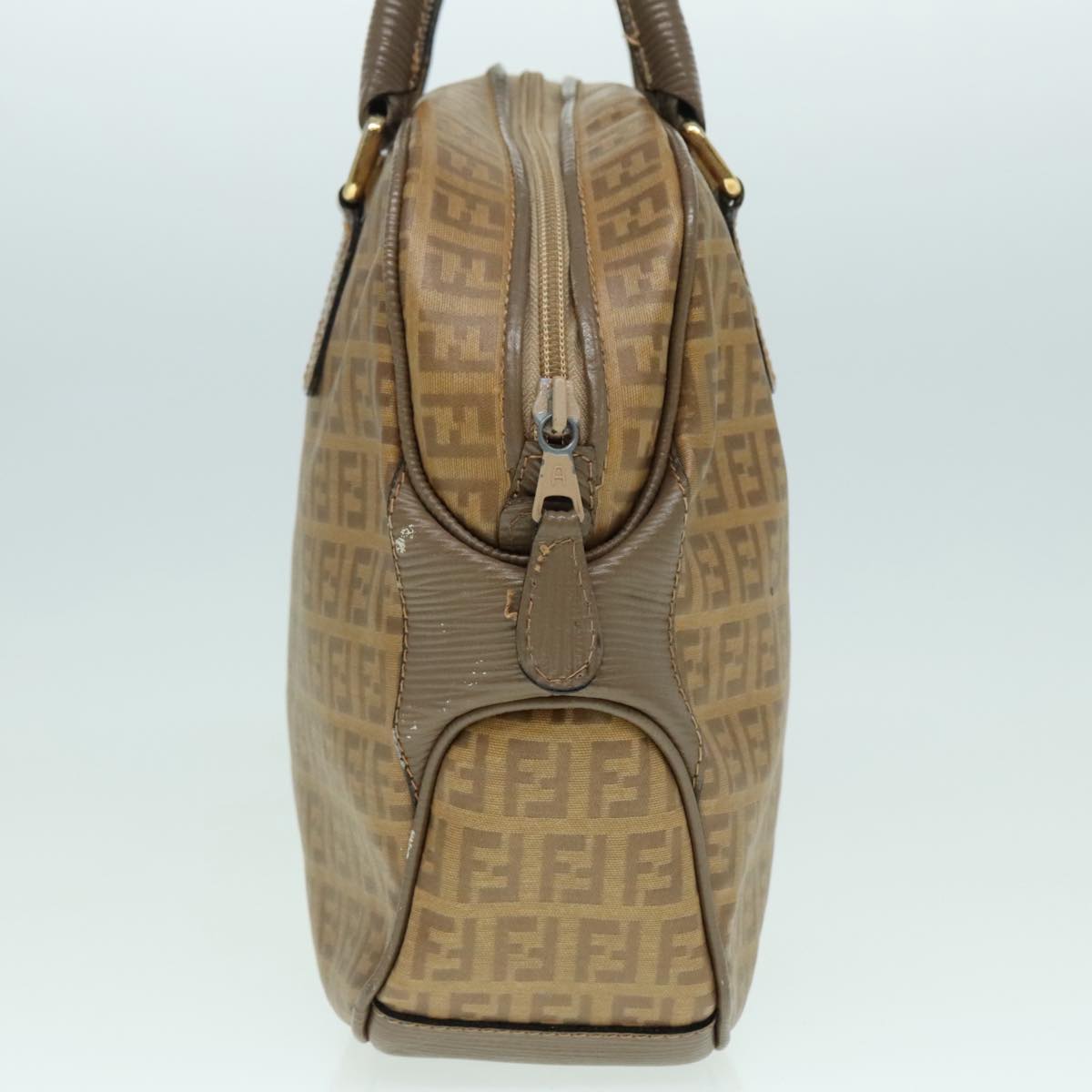 FENDI Zucchino Canvas Hand Bag Brown Goldep6039