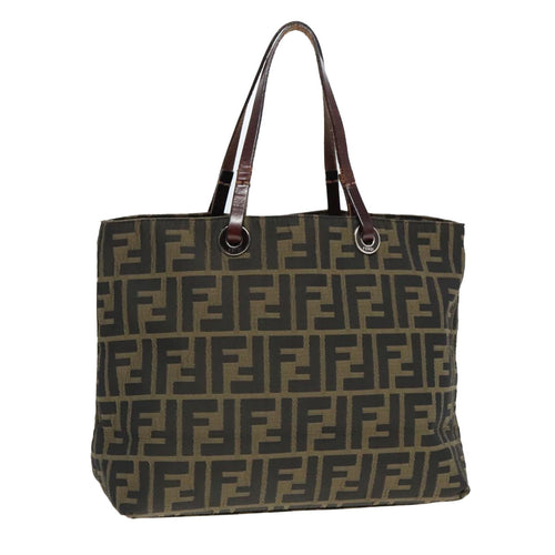 FENDI Zucca Canvas Tote Bag Brown Silverep6043