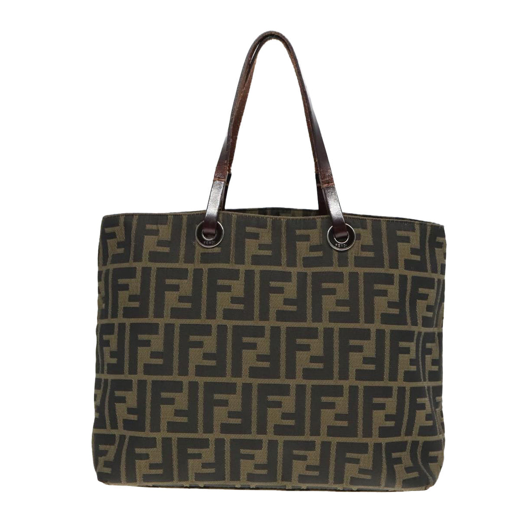 FENDI Zucca Canvas Tote Bag Brown Silverep6043