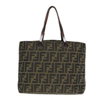 FENDI Zucca Canvas Tote Bag Brown Silverep6043